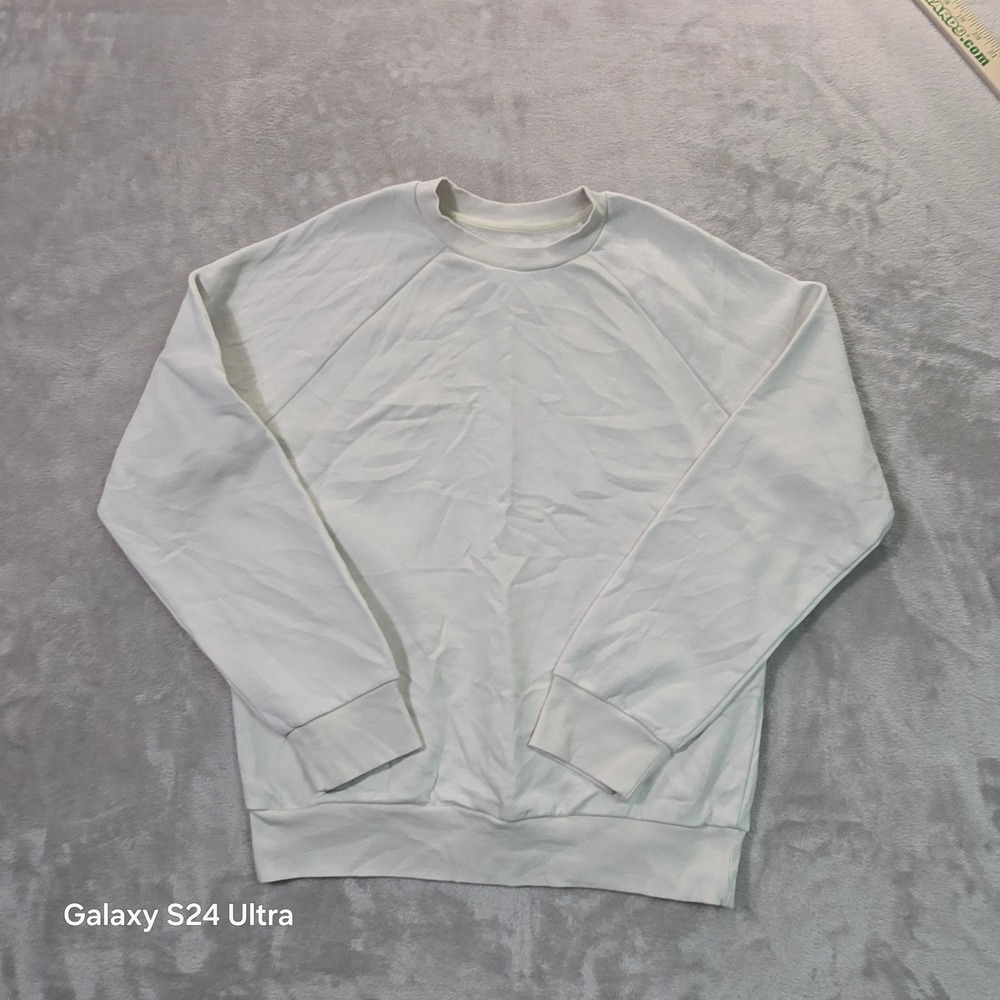 MixMatchy Mens Raglan Fleece Crewneck Sweatshirt Off White MHHO1025 Size M